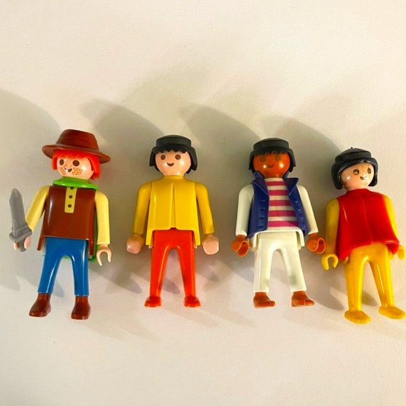Vtg. Playmobil "Klicky" 1974 Geobra Action Figures (1 with Sword) Lot of 4 - Picture 1 of 7